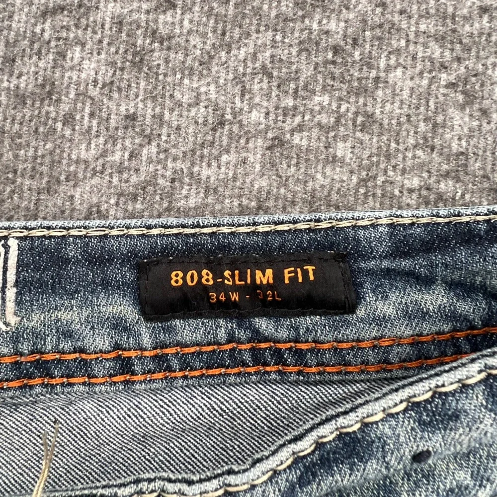 True Rebel 808 Slim Fit Denim Shorts Blue Distressed Cut Off 900 Series 34W